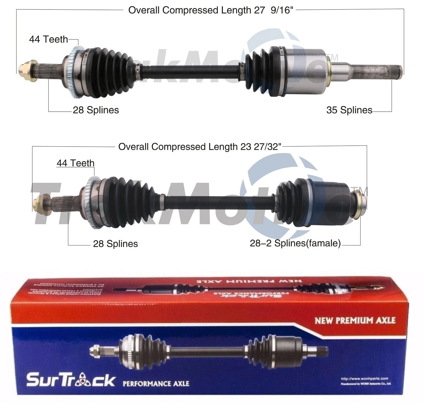 Set of 2 Front CV Axle Shafts for Ford Fusion, Mercury Milan (FWD)