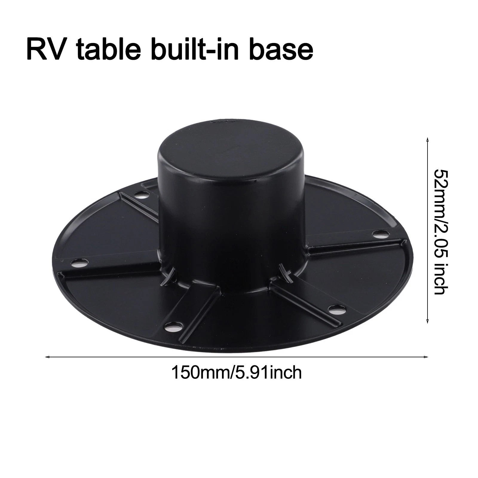 Black Aluminum RV Table Leg Base Round Flush Mount for RV Tables