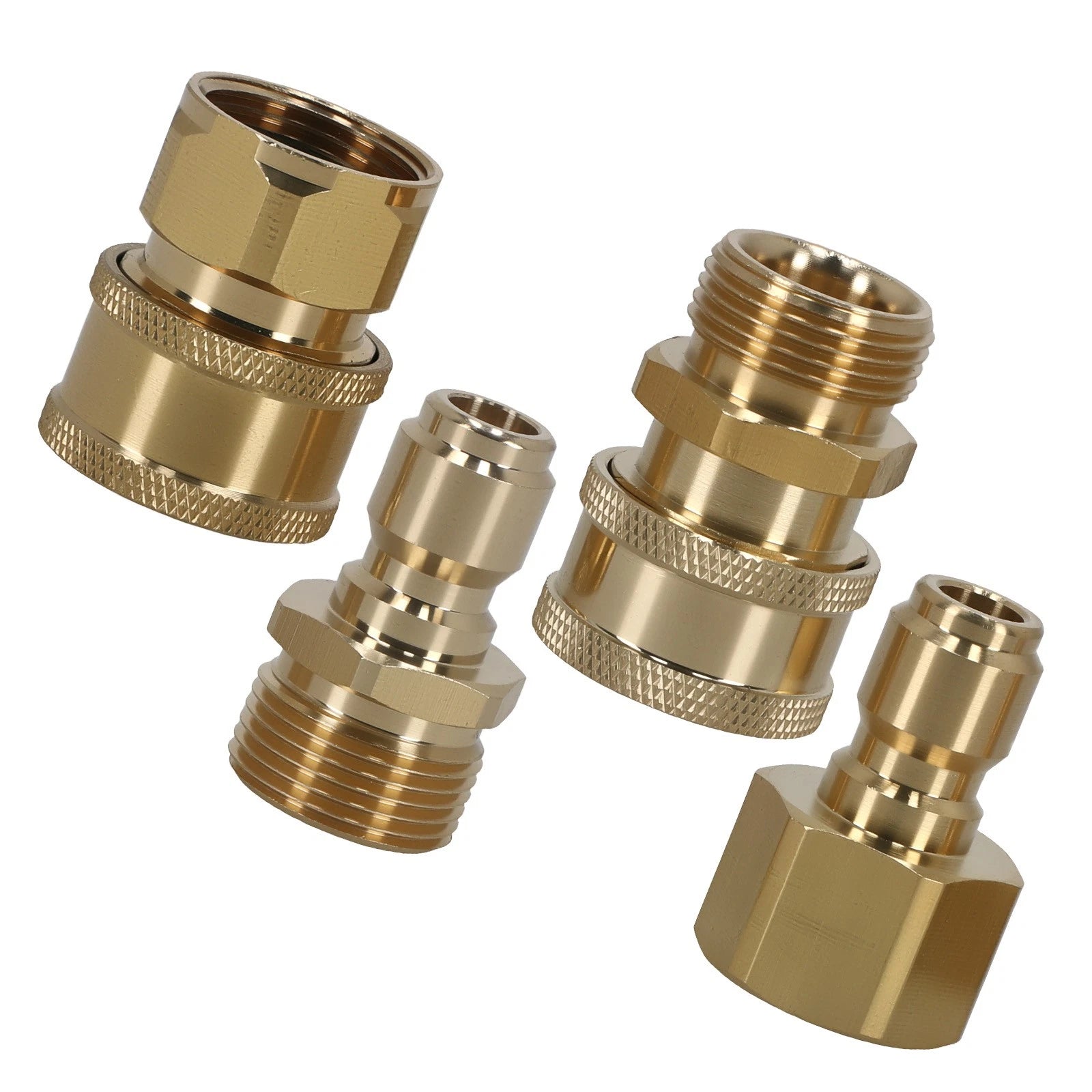 Set of 4 High Pressure Washer Adapter M22-15 Swivel to 3/8" QC Brass