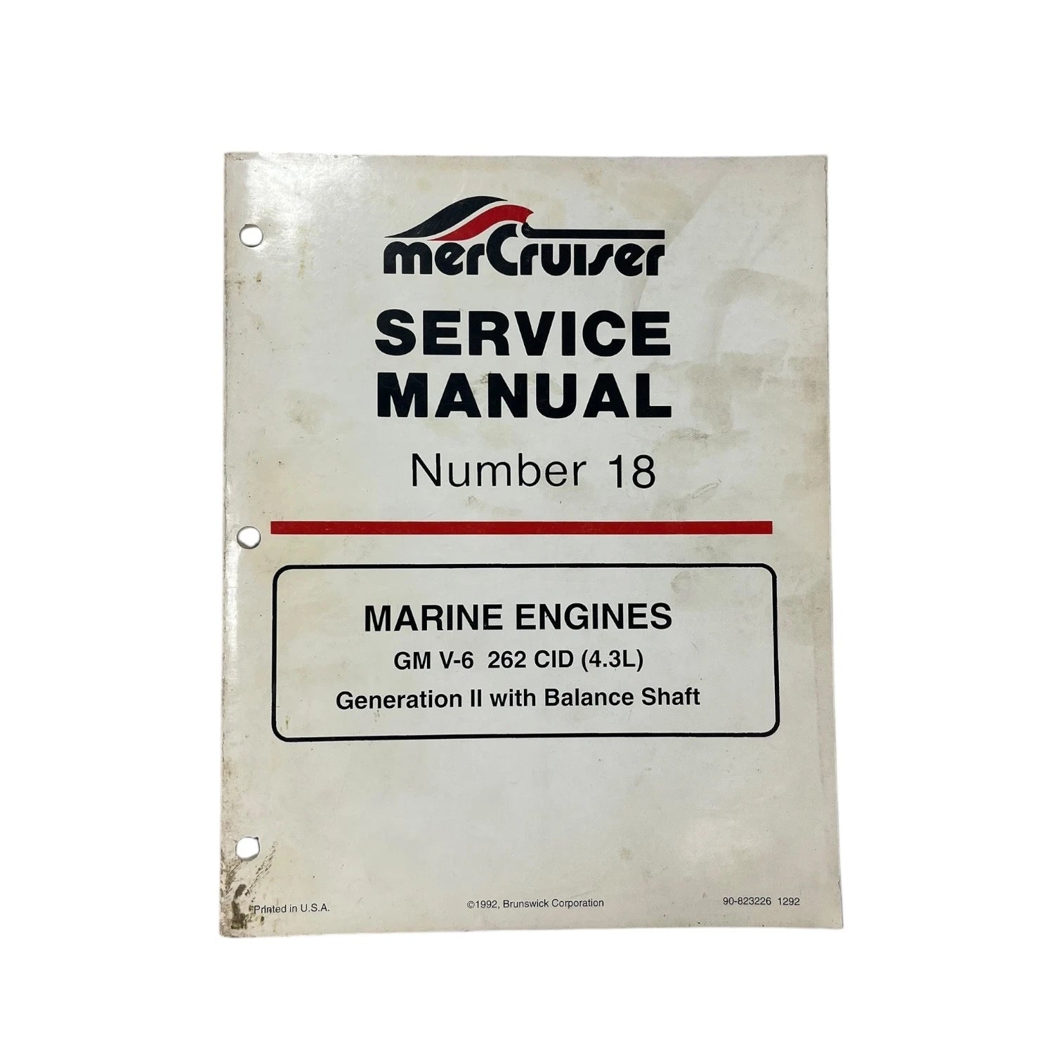 Service Manual #18 for Mercruiser Marine Engines (1992) 90-823226 1292