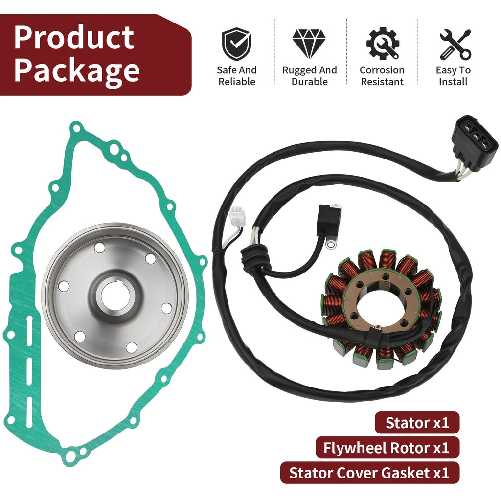 Flywheel Rotor Magneto + Stator + Gasket for Yamaha Grizzly 700 (2007–2008)