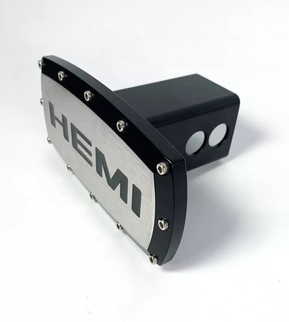 Hitch Cover Plug 2 Inch for Dodge Hemi Tow Receiver (Black Script)