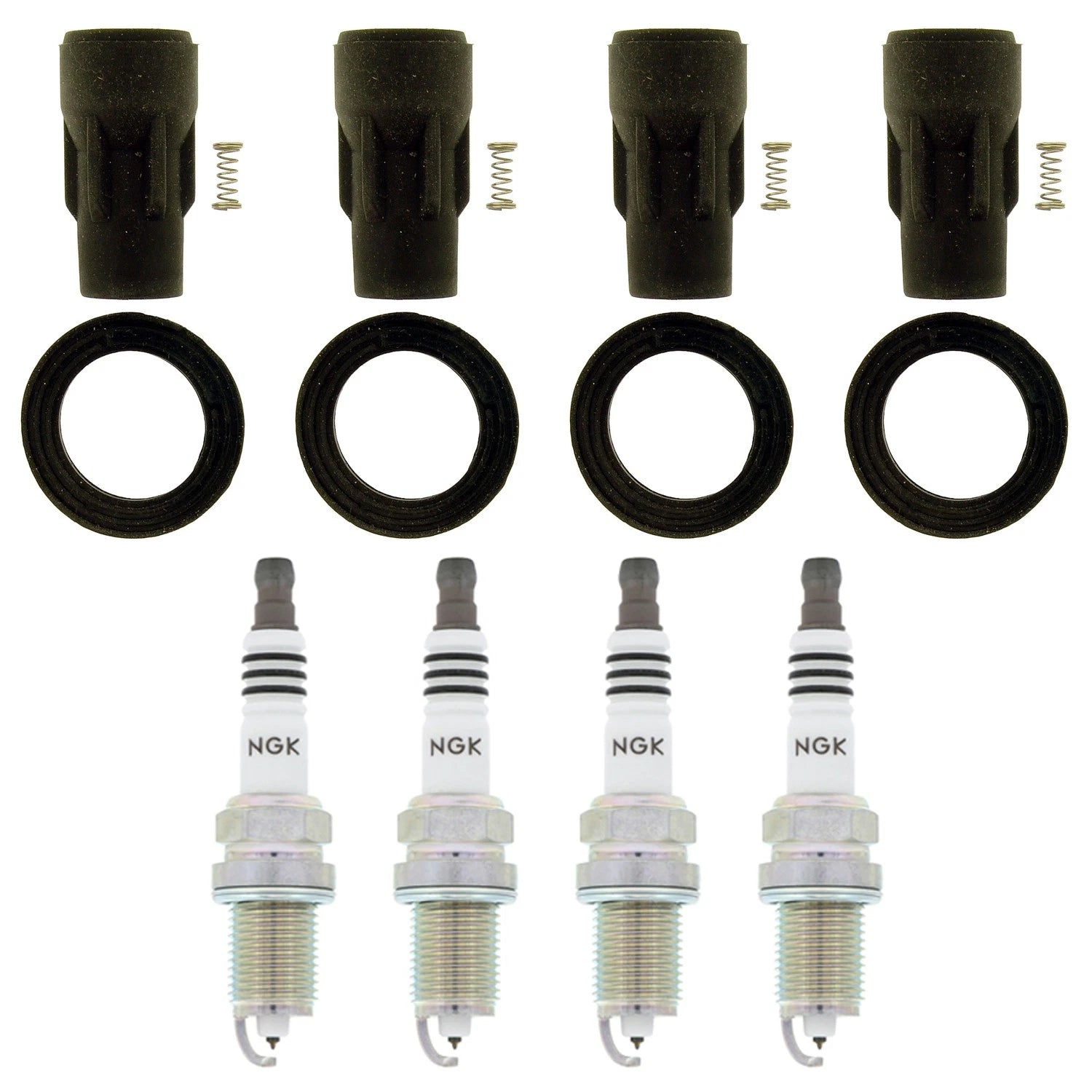 Set of 4 NGK Iridium IX Spark Plugs & Coil Boots for 200 Compass Journey Sebring (2007–2010)