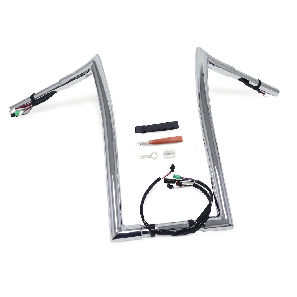 Chrome 14" Rise Prewired 1.25" Hanger Handlebar for Harley Road King (2014–2015)