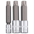 10pc Metric Spline Socket Set 1/4 3/8 1/2 Drive Chrome Finish