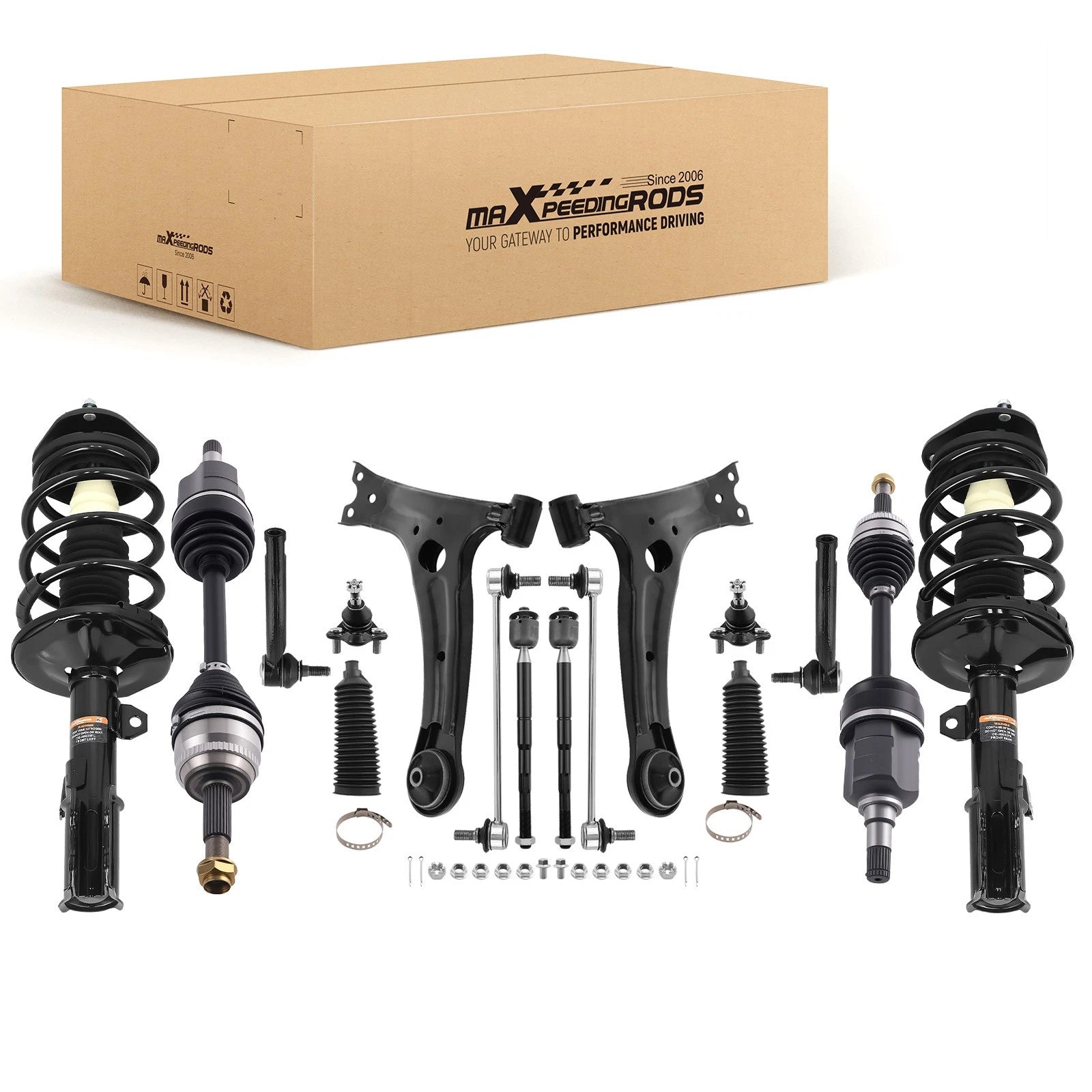 Front Lower Control Arms + CV Axle Shafts + Struts for Toyota Corolla (2003–2008)