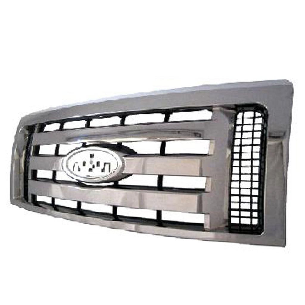Replacement Chrome Plastic Grille for 2009-2012 Ford Pickup Light Duty