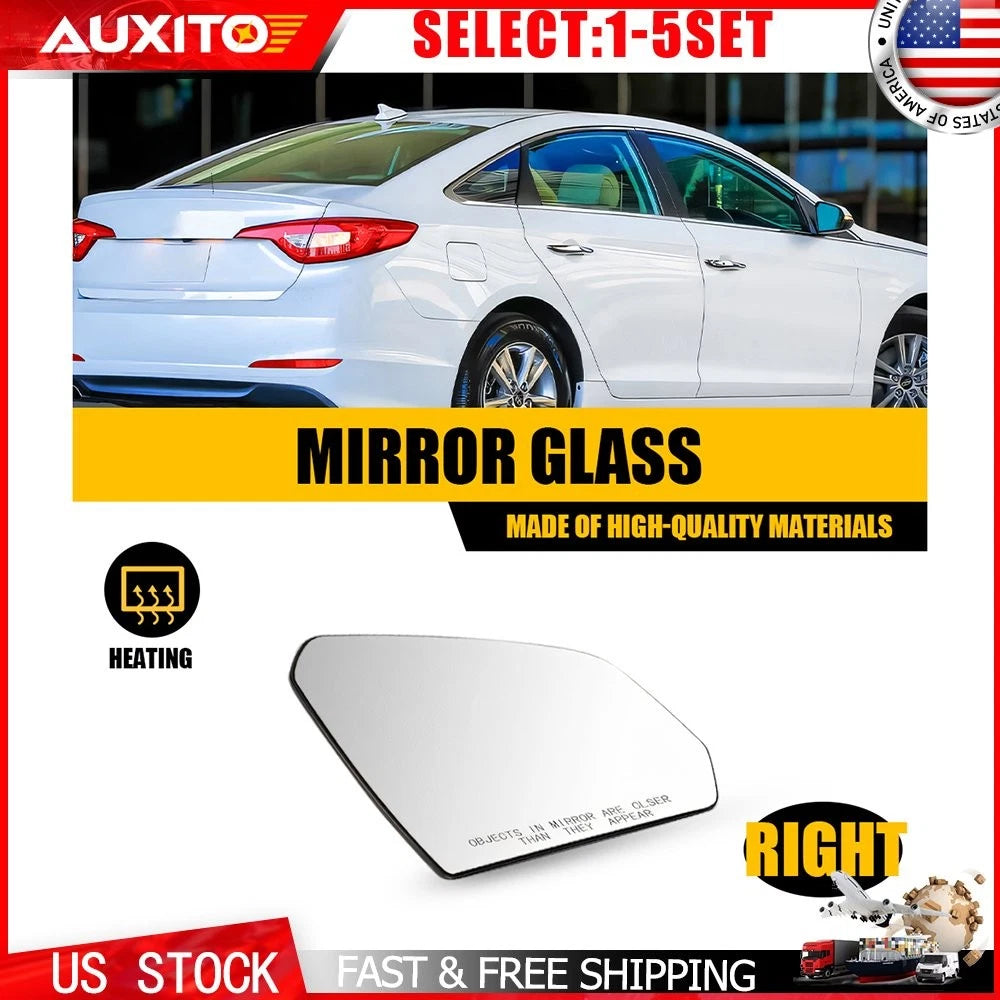 Passenger Side Heated Mirror Glass for Hyundai Sonata (2015–2019) 1-5X