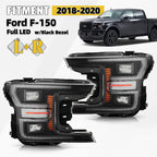 LED Headlight Set for Ford F-150 (2018–2020) w/Black Bezel & Module