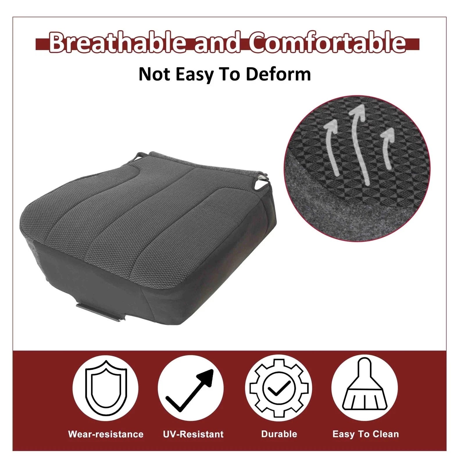 Driver Bottom Seat Cover with Foam Cushion for Dodge Ram 1500 2500 (2002–2005)