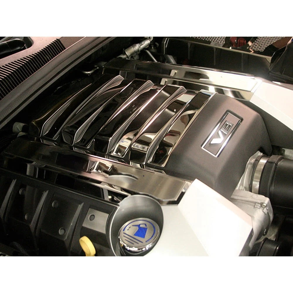 Chrome Cap Covers with Orange Carbon Fiber Inlay for 2010-2015 Camaro V6