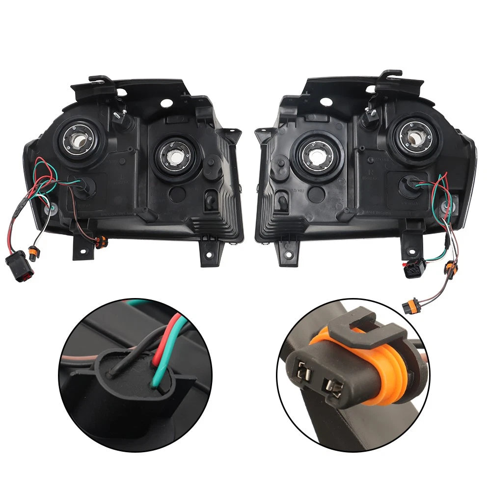 Set of 2 Black Headlights for Jeep Grand Cherokee (2008–2010)
