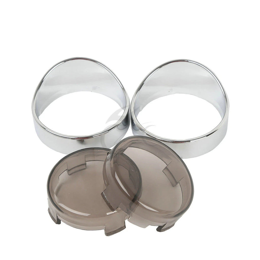 Turn Signal Bezels Trim Ring Smoke Lens for Harley Road Electra Glide