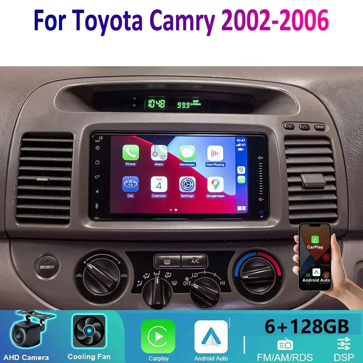 7" Wireless CarPlay Android Auto Head Unit Radio for Toyota Camry (2002-2006)
