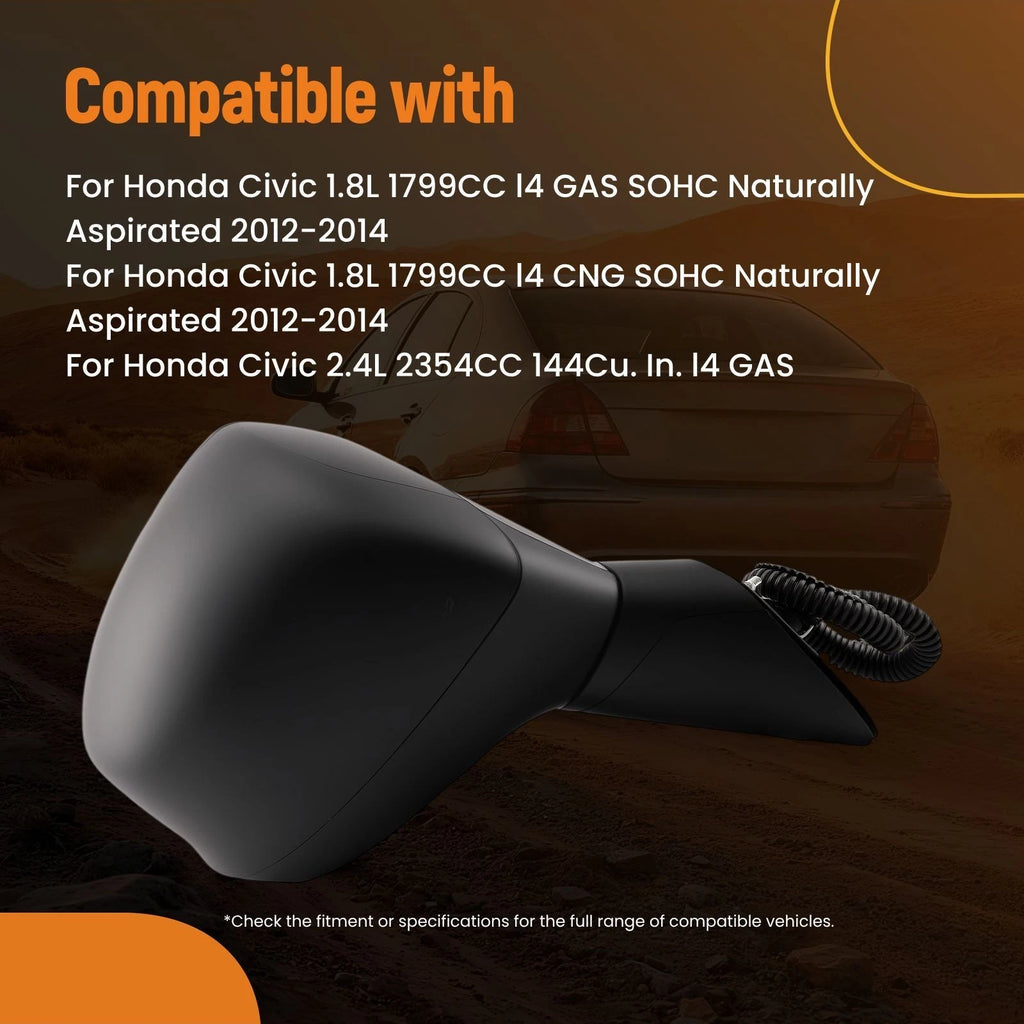 Right Rear View Mirror for Honda Civic (2012–2014) HO1321261 3 Pin