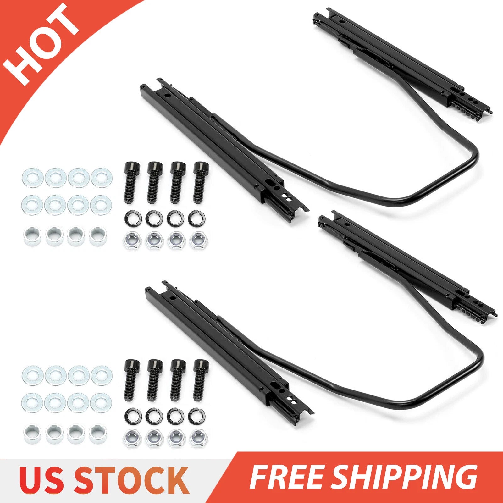 2Pcs Universal Dual Lock Slider Seat Base Track Bracket Assembly Adjuster