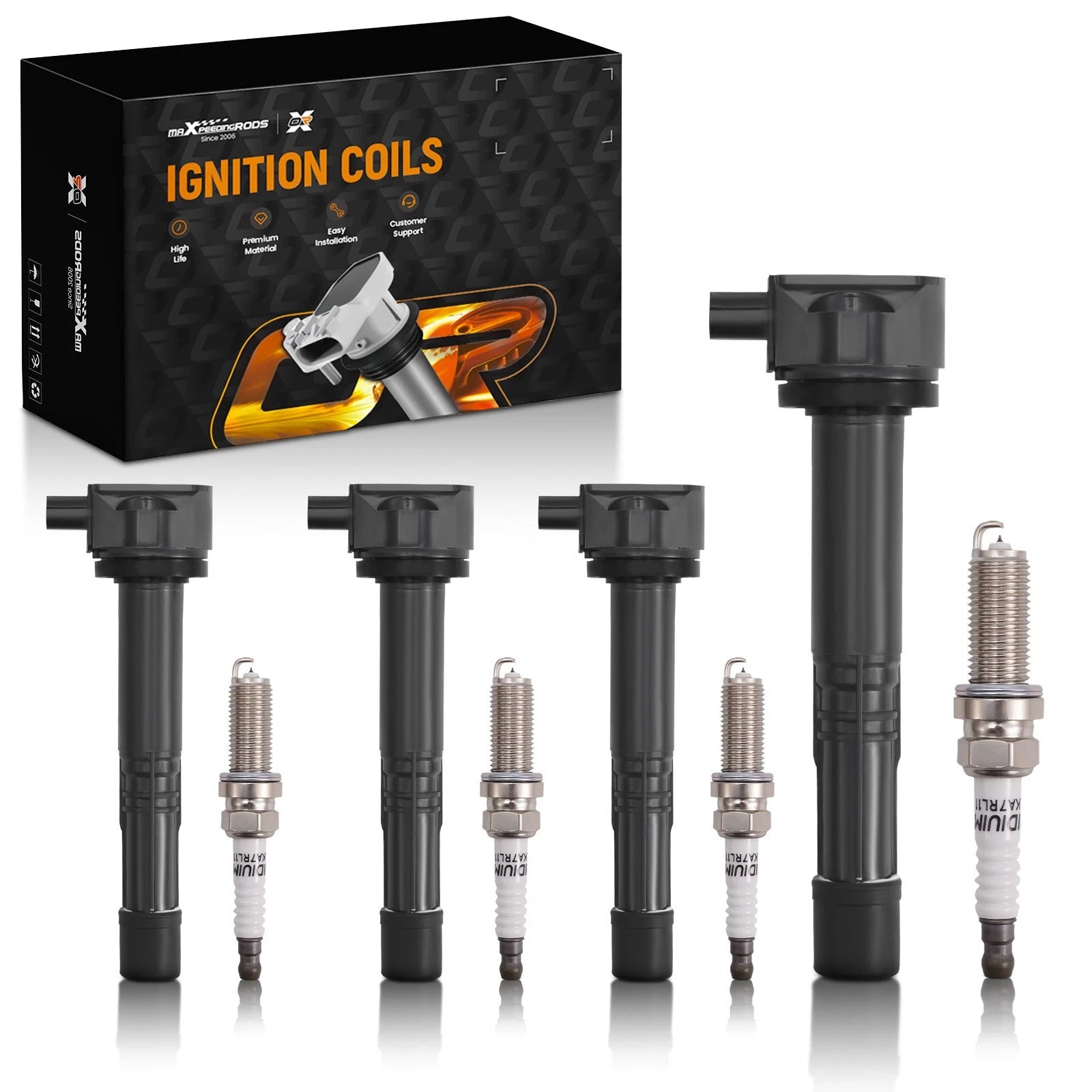 Set of 4 Ignition Coils & 4 Spark Plugs for Honda CR-V L4 2.4L (2015–2019) UF712