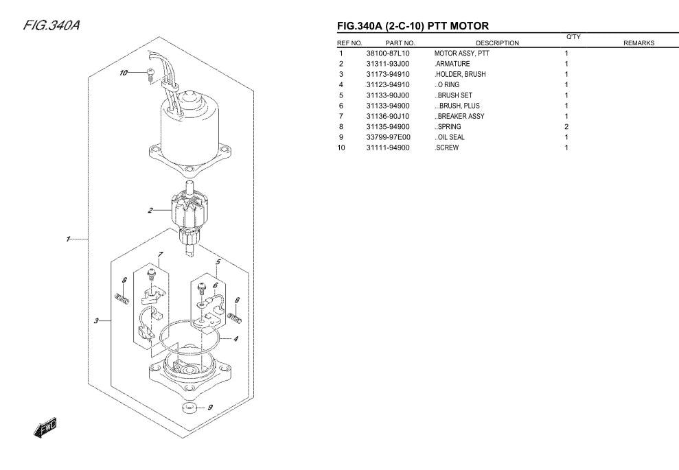 Trim Motor 12V for Suzuki DF70 DF85 DF90 (2003–2004) 38100-87L10 38100-87L00