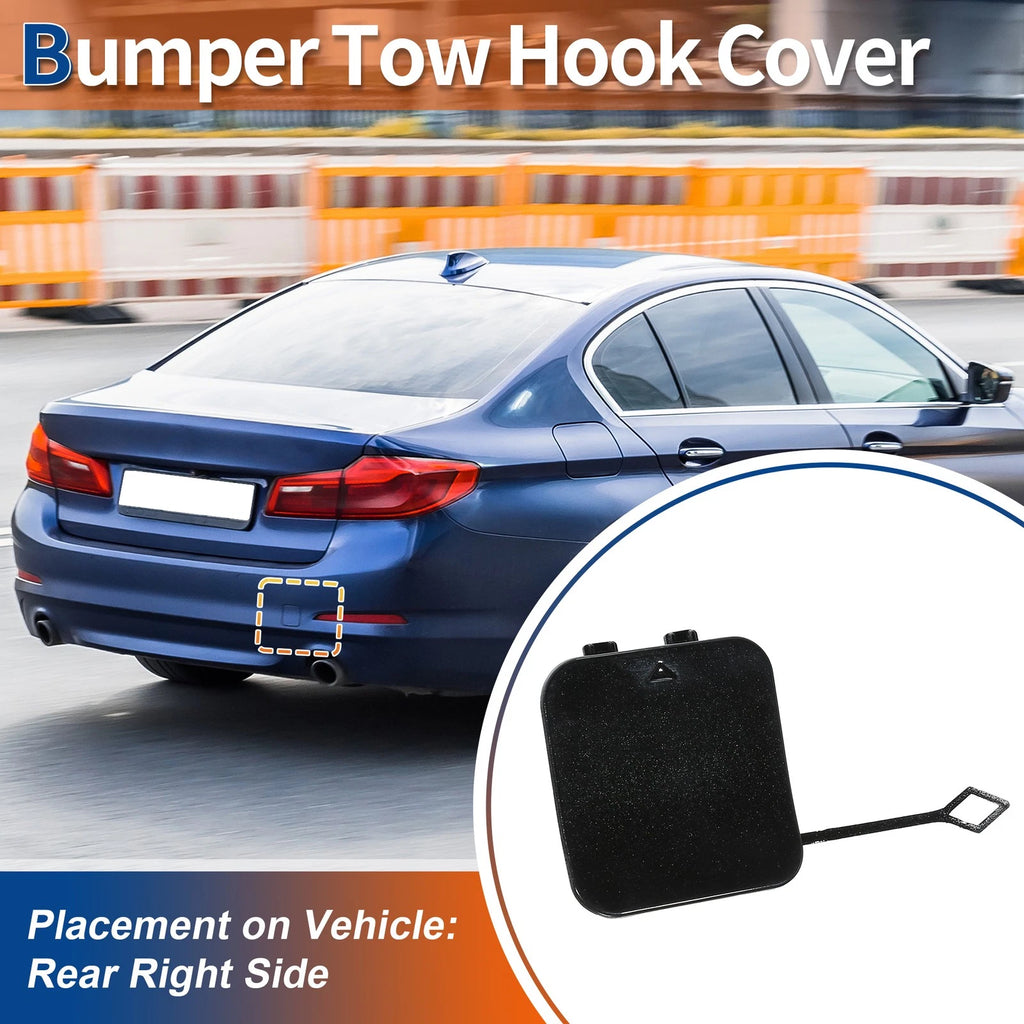 Rear Car Bumper Tow Hook Cover for BMW 530i 530e 540i M5 (2017–2023) No. 51127475589 Black