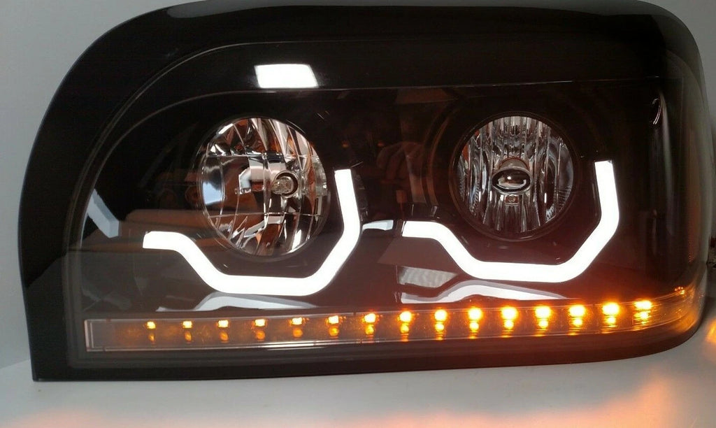 Blackout Headlights w LED Turn Signal Light Bar for Freightliner Century (2010–2016)