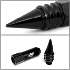 20Pc J2 7075 Forged Aluminum M12x1.25 Spiked End Lug Nut Set w/Adapter Black