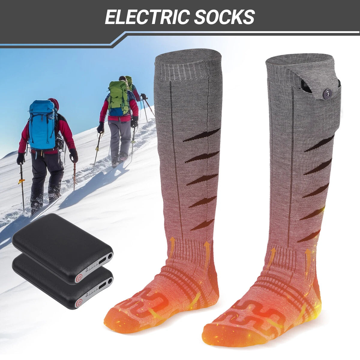 Rechargeable Electric Heated Socks 5000mAh for Men Women Winter Foot Warmer