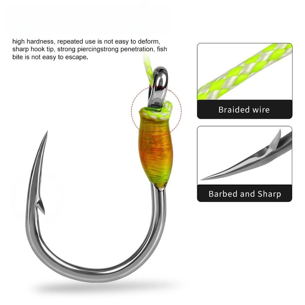 Stainless Steel Jig Hook with Silicone Skirt for Marine Use