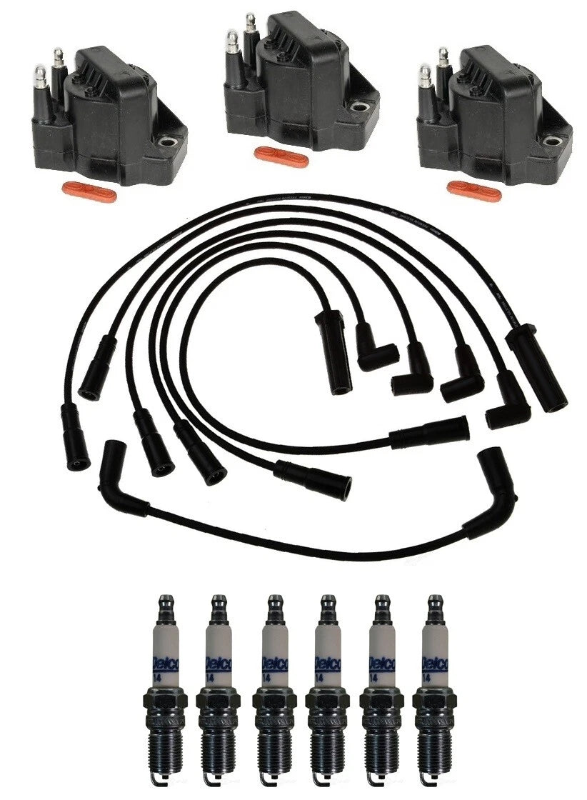 Set of 3 Ignition Coils & 6 Spark Plugs for Chevy Buick Oldsmobile (V6)