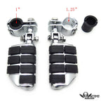 Chrome Waffle Foot Peg Clamp Kit for Harley Sportster Touring (1", 1.25")