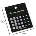 Set of 12 Zircon Pearl Stud Earrings for Fashion Lovers
