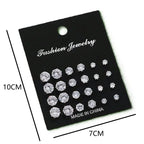 Set of 12 Zircon Pearl Stud Earrings for Fashion Lovers