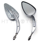 Pair Chrome Teardrop Racing Mirrors for Harley Street Bob Fat Bob (1982–2018)
