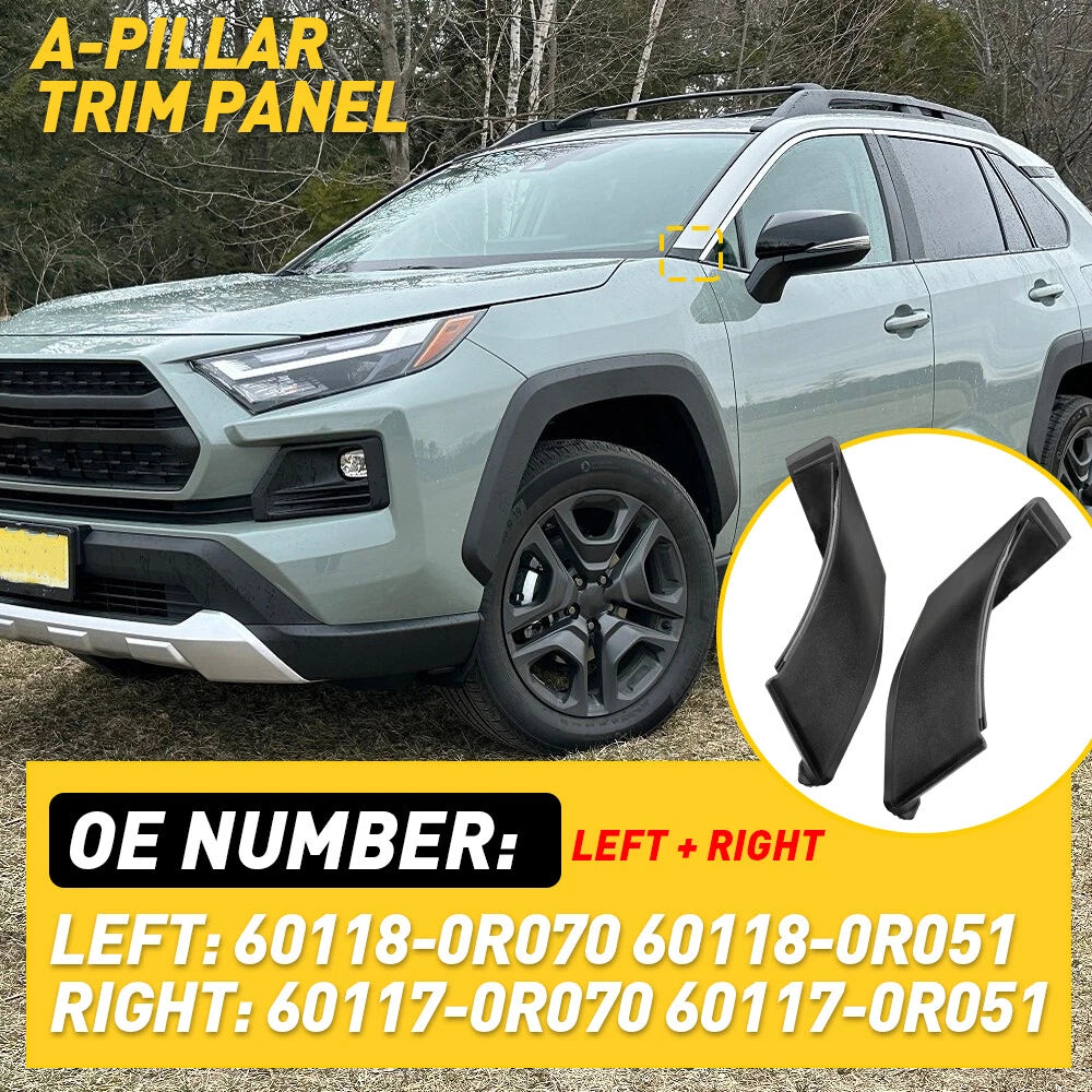 2X A-pillar Trim Panel Cover for Toyota RAV4 (2019–2023)