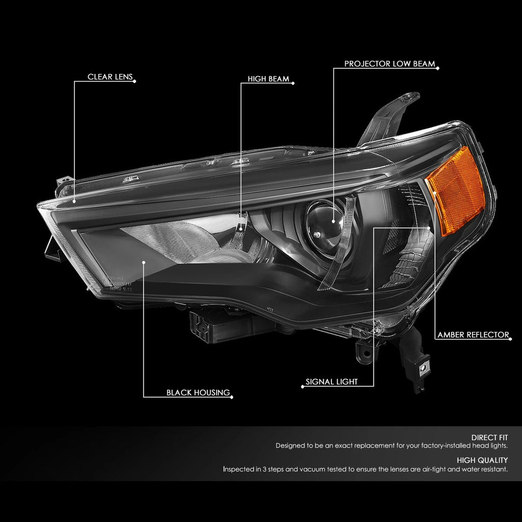 Black Amber Signal Projector Headlight for Toyota 4Runner (2014–2020)