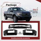 Steel Front Bumper Face Bar for Ford F-150 (2018–2020) - Black, Fog Holes