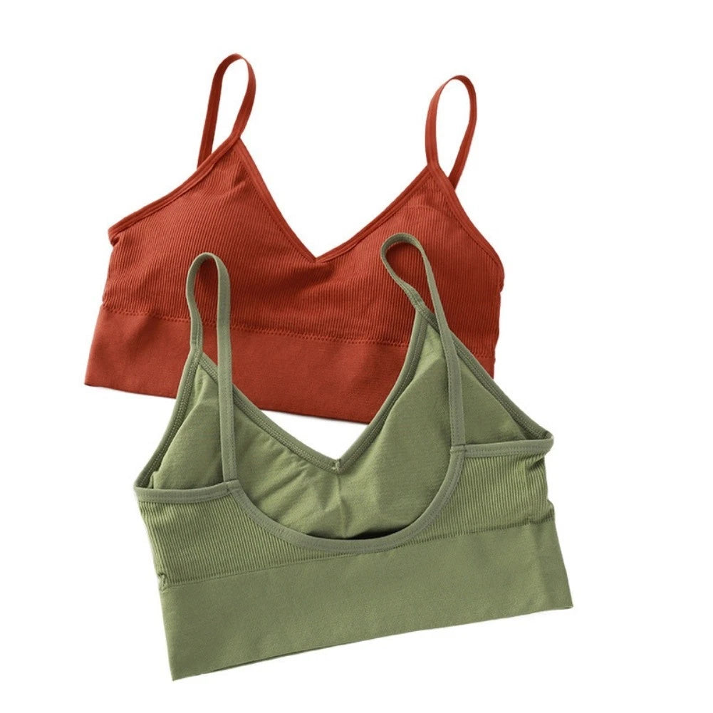 Womens Vest Style Bra High Elasticity Breathable Halter Top Without Underwire