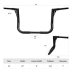 12" Rise Ape Hanger Handlebar for Harley Touring Baggers (2014–2023)