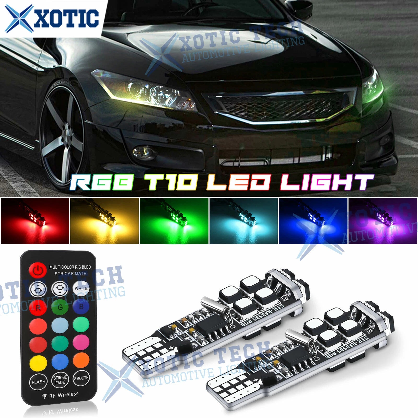 LED Bulbs with RF Remote for Honda Toyota Nissan Parking Light (2009–2016)