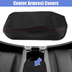 Microfiber Leather Armrest Cover Pad for Honda Civic (2012–2015) Black/Red