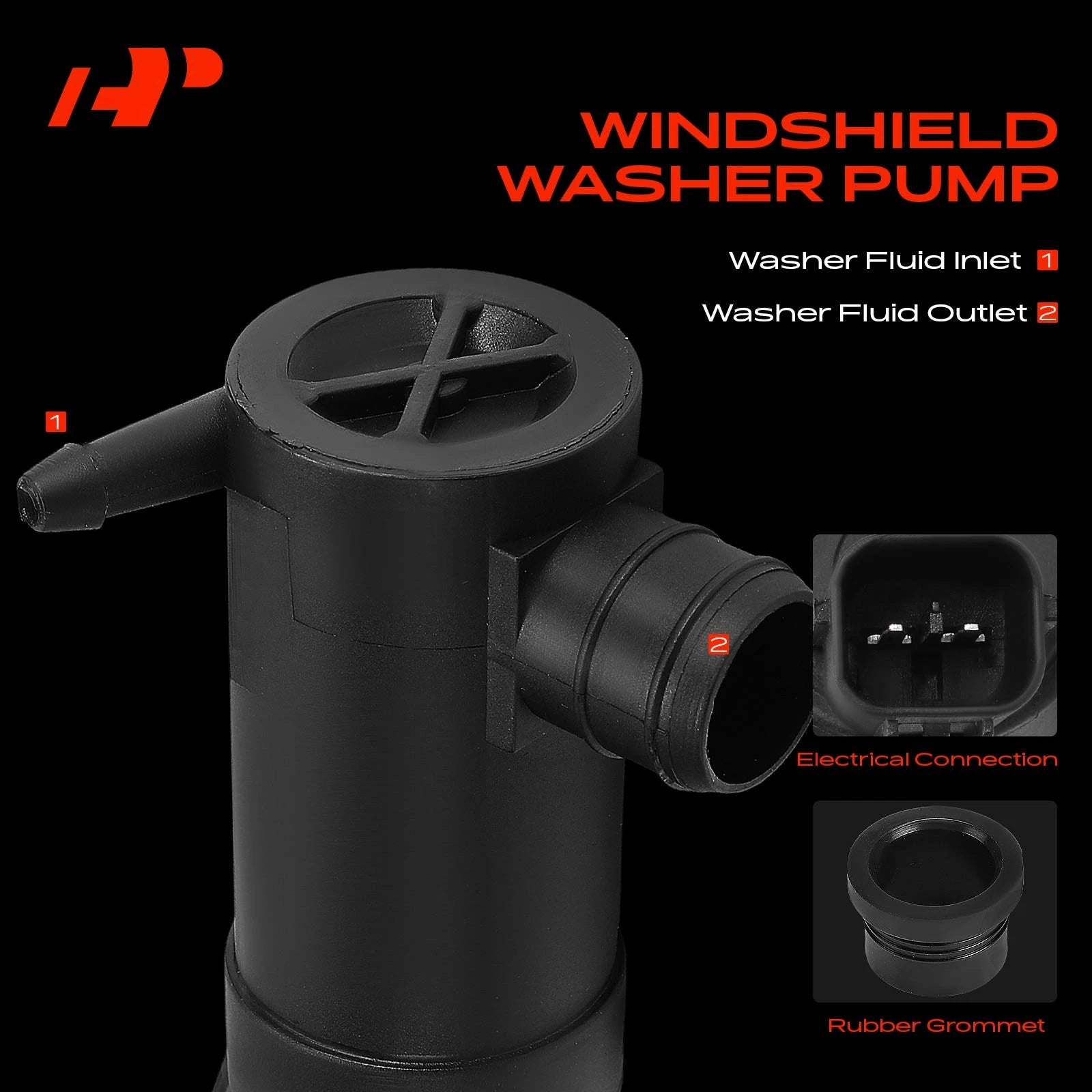 Windshield Washer Pump with Rubber Grommet for Subaru Forester