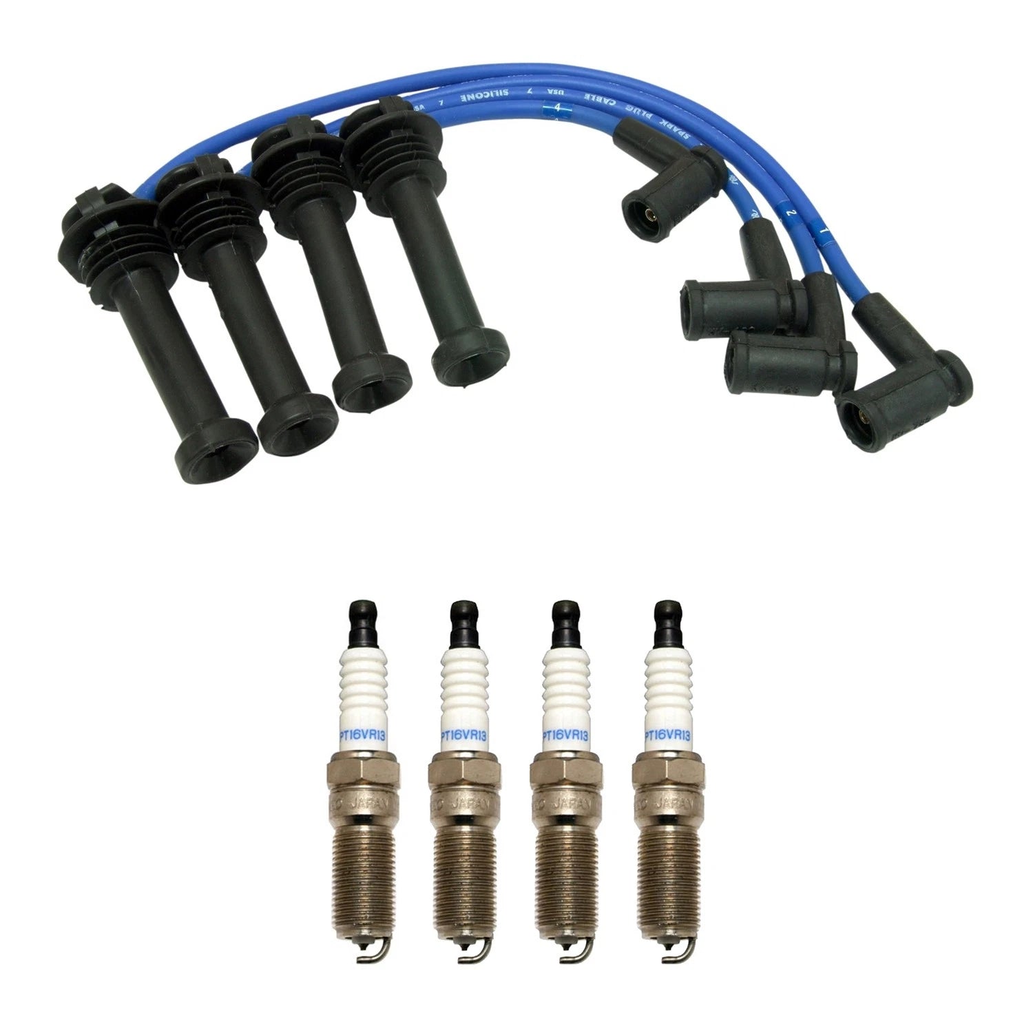 NGK 8mm Wire Set & Denso Platinum Spark Plug Kit for Contour Escape Focus (1995–2007)