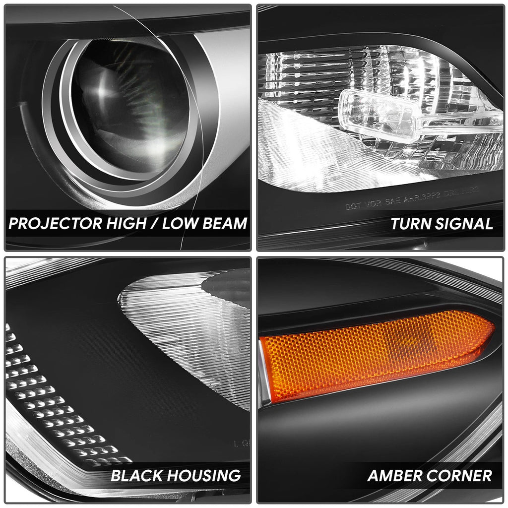 Driver Left Black Housing Amber Corner Headlight for Dodge Dart (2013–2016)