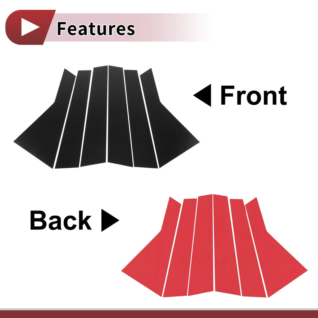 6 Pcs Door Pillar Window Trim for KIA Sorento (2021–2023) Black Carbon Fiber
