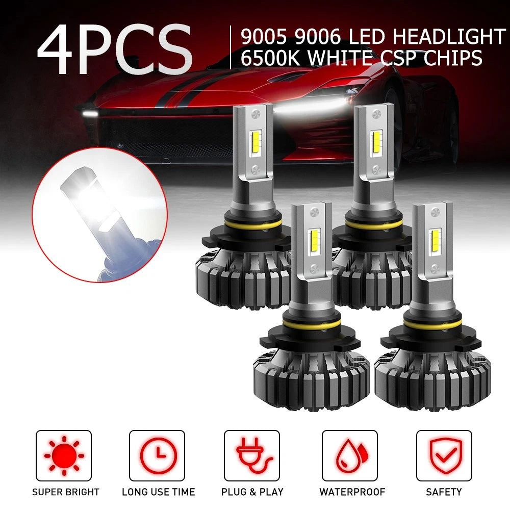 4X 9005 9006 LED Headlight Headlamps for High Low Beam (CANBUS)