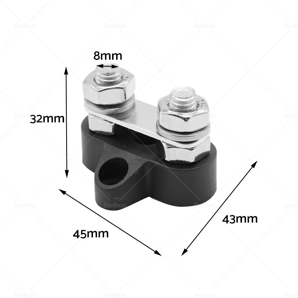 Bus Bar Terminal Blocks Set of 2 for 12V-24V M8 Distribution