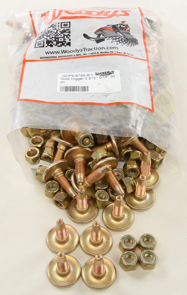 96 Pack WOODYS Gold Digger Carbide Traction Master Studs for Snow Tracks