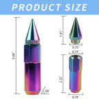 20PCS M12X1.5 Spiked Tuner Lug Nuts for Rims (Neo Chrome)