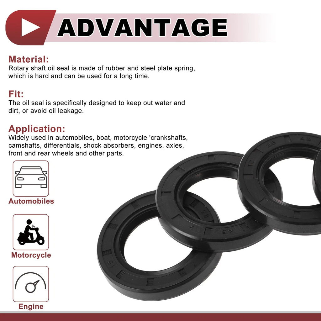 Set of 5 Rotary Shaft Oil Seals 28x45x7mm Nitrile Rubber 672668828434