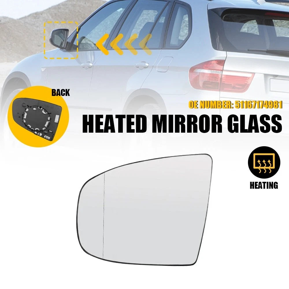 Heated Left Driver Door Wing Mirror Glass for BMW X5 X6 E70 E72 (2007–2013)