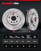 Front Rotors Pads Calipers for Toyota Highlander (2010–2019), Sienna (2011–2020)